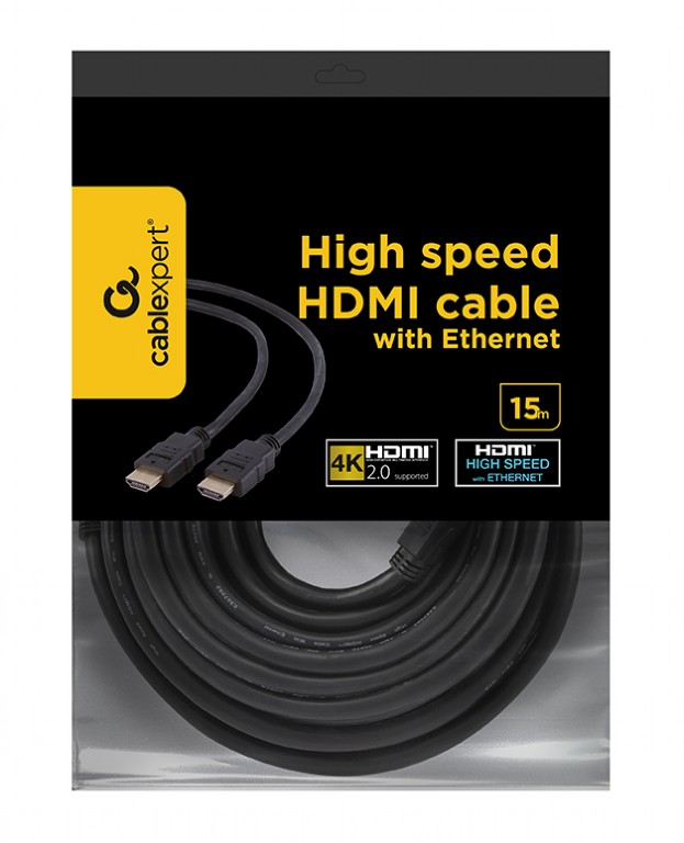 Кабель Cablexpert HDMI - HDMI V 2.0 (M/M), 15 м, чорний (CC-HDMI4-15M) пакет